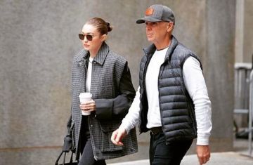 Ganni Checked Wool Over­sized Vest worn by Jelena Noura "Gigi" Hadid Manhattan Criminal Court January 16, 2020