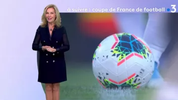 La robe portefeuille boutonnée col à revers noir de Fabienne Amiach dans Météo de France 3 le 17.01.2020