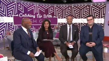 Trina turk Noirs Jack­et worn by Sheinelle Jones on Today January 16, 2020