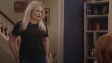 Black Studded Crewneck Tee worn by Roxy Doyle (Emily Osment) in Almost Family Season 1 Episode 10