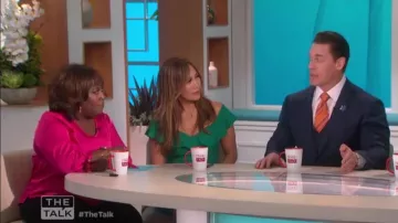 Cece V-Neck Satin Blouse With Tie Sleeves worn by Sheryl Underwood on The Talk January 17, 2020