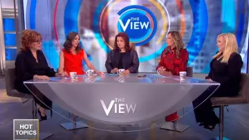 Bcbgmaxazria Iris Long Vest worn by Abby Huntsman on The View January 17, 2019