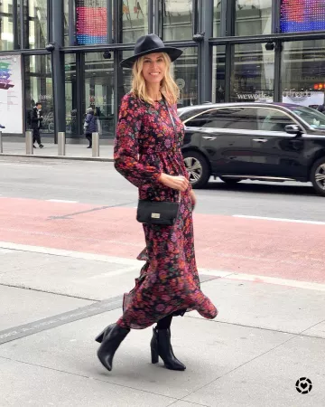 Scoop Flo­ral Print Maxi Dress of Kristen Taekman on the Instagram account @kristentaekman