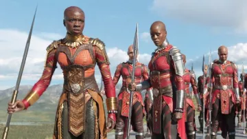 The holding of Okoye (Danai Gurira) in Black Panther