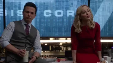 Red Split-Neck Dress worn by Marissa Morgan (Geneva Carr) in Bull Season 4 Episode 12