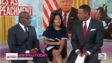 Eliza J Navy Ruf­fled Dress worn by Sheinelle Jones in Today January 21, 2020