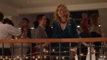 Blue Velvet Dress worn by Mia Smoak (Katherine McNamara) in Arrow Season 8 Episode 9