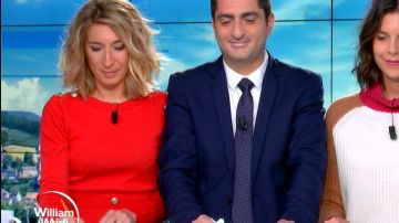 La robe pull ajus­tée à bou­tons rouge de Caroline Delage dans William à midi le 23.01.2020