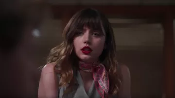 Pink scarf worn by Andrea (Ana de Armas) in The Night Clerk