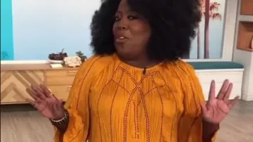 Kobi halperin Stef­fi Em­bell­ished Blouse worn by Sheryl Underwood on The Talk January 23, 2020