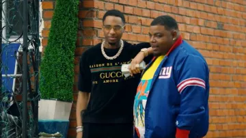Gucci Black Embroidered Chenille T-Shirt of Key Glock in the music video Key Glock - Look At They Face (Official Video)