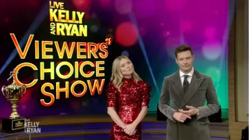 Alice + Olivia Red Se­quin Mi­ni Dress worn by Kelly Ripa on LIVE with Kelly and Ryan January 24, 2020