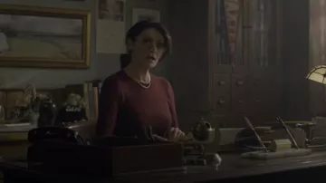 Burgundy Crewneck Sweater worn by Mary Wardwell (Michelle Gomez) in Chilling Adventures of Sabrina Season 3 Episode 1