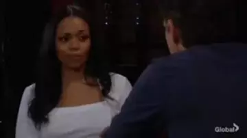 Lafayette 148 New York White Square Neck Top worn by Hilary Curtis (Mishael Morgan) as seen on The Young and the Restless January 27, 2020