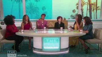 See by chloe Ruf­fle-trimmed Broderie worn by Eve on The Talk January 24, 2020