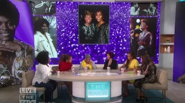 Iro De­teo Long-Sleeve Ruf­fle Mi­ni Dress worn by Carrie Ann Inaba on The Talk January 27, 2020