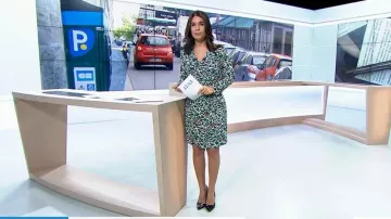 The short dress portfolio V-neck printed Amazon of Émilie Tran Nguyen in 12/13 Journal de France 3 the 14.01.2020