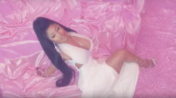White dress with cutouts of Nicki Minaj in KAROL G, Nicki Minaj - Tusa