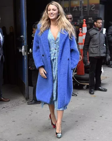 Maxmara l'Alpaga, la Soie Peluche Tricot Manteau porté par Blake Lively, la Ville de New York, 28 janvier 2020