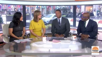 Ted baker Jaune Asymétrique Robe Jacquard porté par Savannah Guthrie aujourd'Hui, 28 janvier 2020
