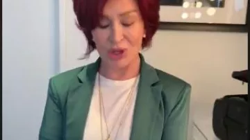 Inc international concepts Satin Open-Front Blaz­er worn by Sharon Osbourne on The Talk January 28, 2020