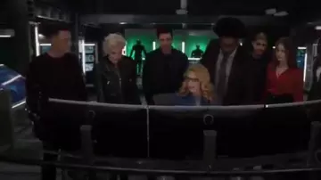 Black Leather Bomber Jacket worn by Laurel Lance (Katie Cassidy) in Arrow Season 8 Episode 10