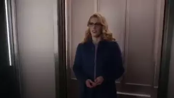 Blue Mohair Textured Coat worn by Felicity Smoak (Emily Bett Rickards) in Arrow Season 8 Episode 10