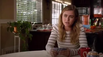 White & Black Striped Ribbed Sweater worn by Michaela Stone (Melissa Roxburgh) in Manifest Season 2 Episode 4