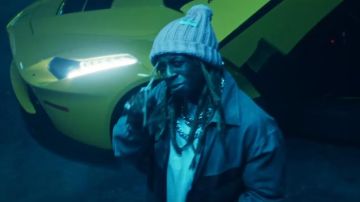 Gucci Pink Pompom-embellished ribbed wool beanie of Lil Wayne in the music video Travis Barker - “Gimme Brain” feat. Lil Wayne & Rick Ross (Official Music Video - WSHH Exclusive)