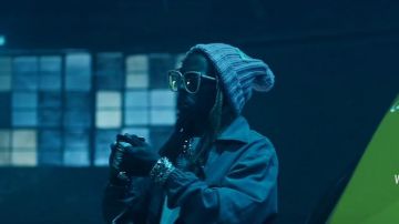 Gucci eyewear oversized square frame sunglasses of Lil Wayne in the music video Travis Barker - “Gimme Brain” feat. Lil Wayne & Rick Ross (Official Music Video - WSHH Exclusive)