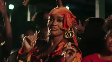 Orange velvet durag of Saweetie in Saweetie - My Type (Official Video)