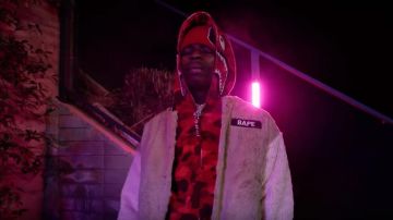 Bape Beige Fur Bomber Jacket of Quando Rondo in the music video Quando Rondo - Groupie Bitches (Official Music Video)