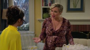 Pink Leopard Print Wrap Dress worn by Kristin Baxter (Amanda Fuller) in Last Man Standing Season 8 Episode 8