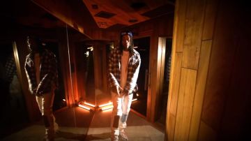 Raf Simons White Lsd Xtc Patch Fitted Jeans of Wiz Khalifa in the music video Wiz Khalifa - Chappelle's Show feat. AD [Official Music Video]