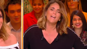 The V neck Sweater in merino wool with rhinestones Black Valerie Benaim in It is that of the tv !the 03.02.2020