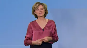 The silk blouse with covered buttons Valérie Maurice in Weather of France 2 on the 03.02.2020