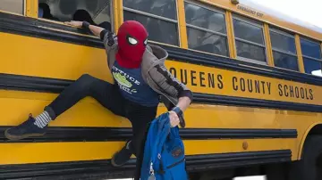 Spider-Man red mask worn by Peter Parker / Spider-Man (Tom Holland) as seen in Avengers: Infinity War