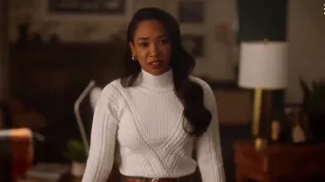 White Chevron Turtleneck Sweater worn by Iris West (Candice Patton) in The Flash Season 6 Episode 10