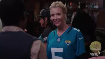 Nike NFL Carolina Panthers jersey worn by Hypatia (Lisa Kudrow) as seen in The Good Place (S04E12)