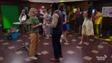 Golden Goose White & Fresh Mint Cream Superstar Sneakers worn by Eleanor Shellstrop (Kristen Bell) as seen in The Good Place (S04E12)