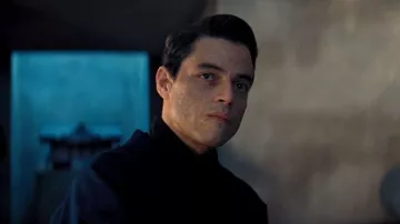 Navy Blue kimono jacket worn by Safin (Rami Malek) as seen in No Time to Die