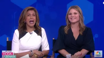 Ganni To­tal Eclipse Pin­stripe Wrap Dress worn by Jenna Bush Hager on Today February 4, 2020