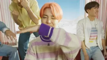Glowy Stripe Sweater worn by Jimin in the music video BTS (방탄소년단) '작은 것들을 위한 시 (Boy With Luv) feat. Halsey' Official MV