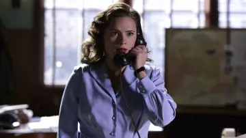 Blue Blouse of Peggy Carter (Hayley Atwell) in Marvel's Agent Carter (S01E01)