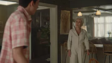 Gray utility jumpsuit worn by Jean Milburn (Gillian Anderson) in Sex Education (S01E08)