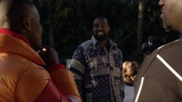 Kapital Blue Bandana Patchwork Jacket of Kanye West in the music video Dababy - Shut Up (Official Music Video)