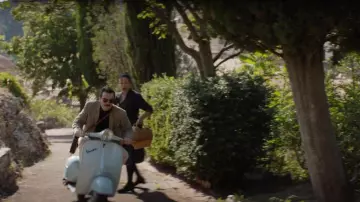 Vintage Vespa blue motorcycle scooter as seen in Ford v Ferrari