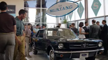 1965 Ford Mustang in blue with white stripes as seen in Ford v Ferrari