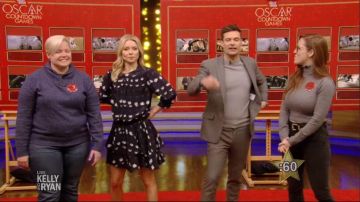 Zadig&voltaire Navy Print dot­ted dress worn by Kelly Ripa on LIVE with Kelly and Ryan February 6, 2020
