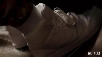 Nike Air Force 1 Hi Top sneakers in white worn by Hawk (Winston Duke) in Spenser Confidential